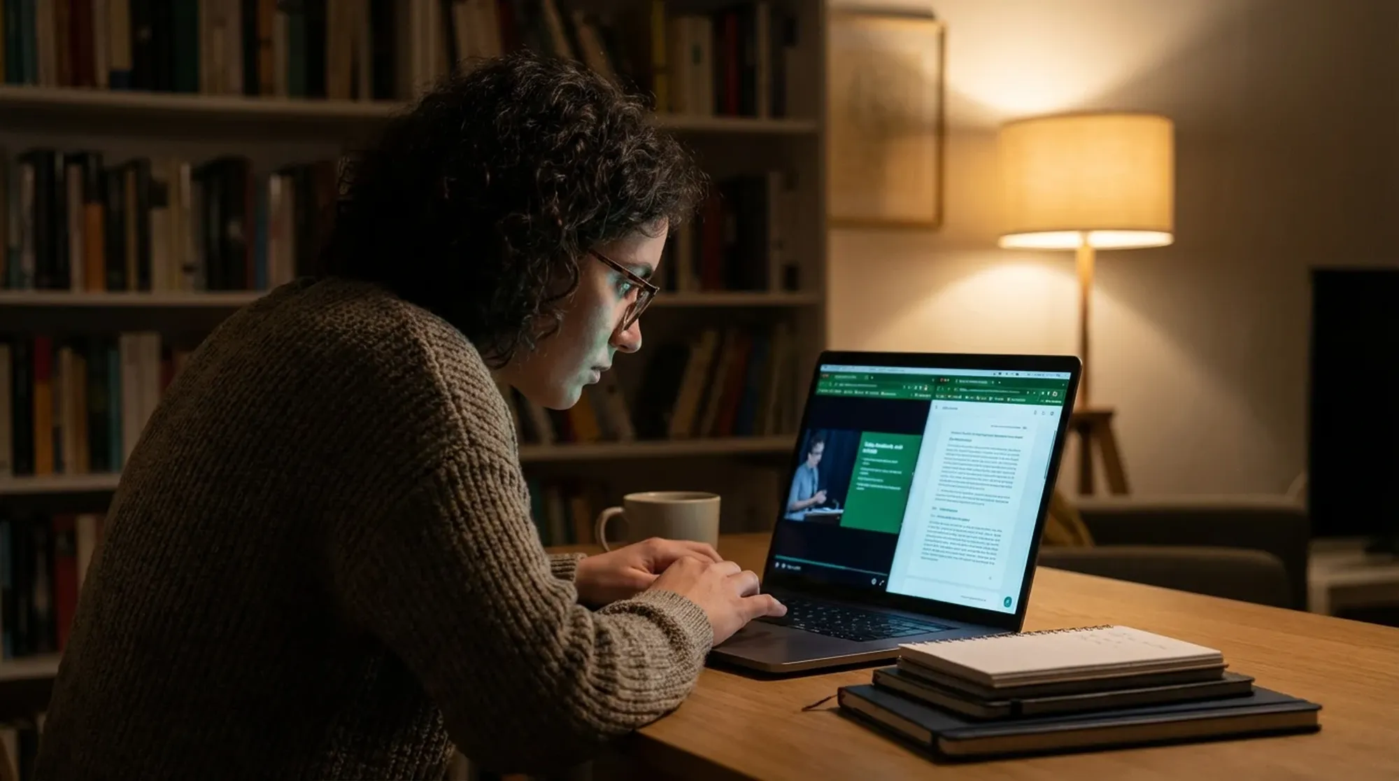 Uczestnik kursu pracuje na laptopie w trybie online