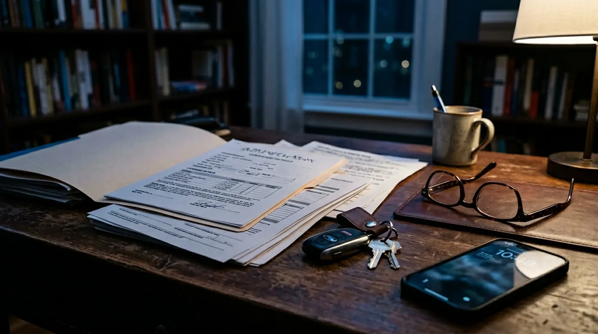 Analiza dokumentów polisy przy biurku